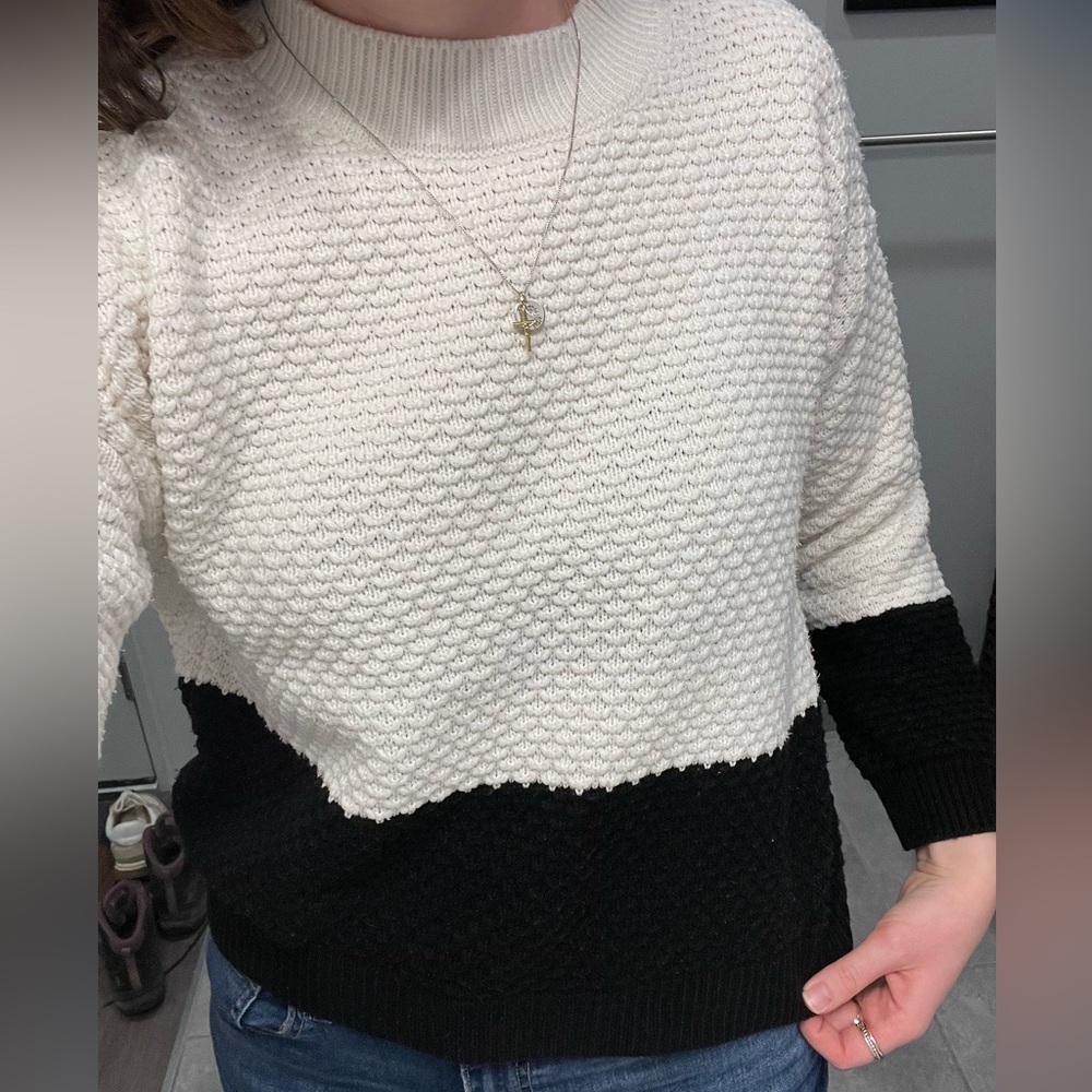 Mango Black and Cream Cowl Neck Sweater